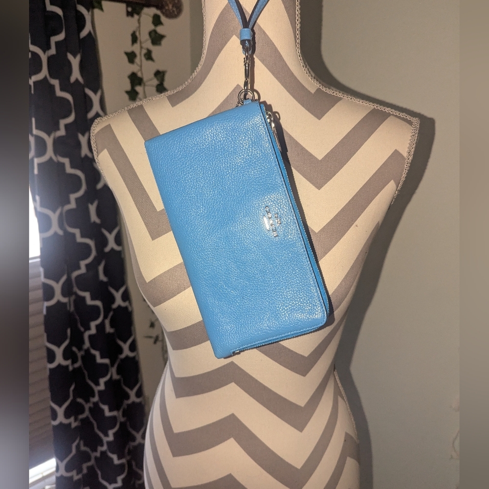 Coach Blue Leather Wristlet